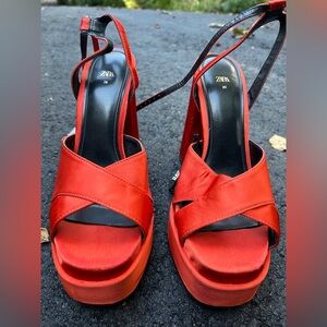 Zara Women's Bold Orange Platform Heels
